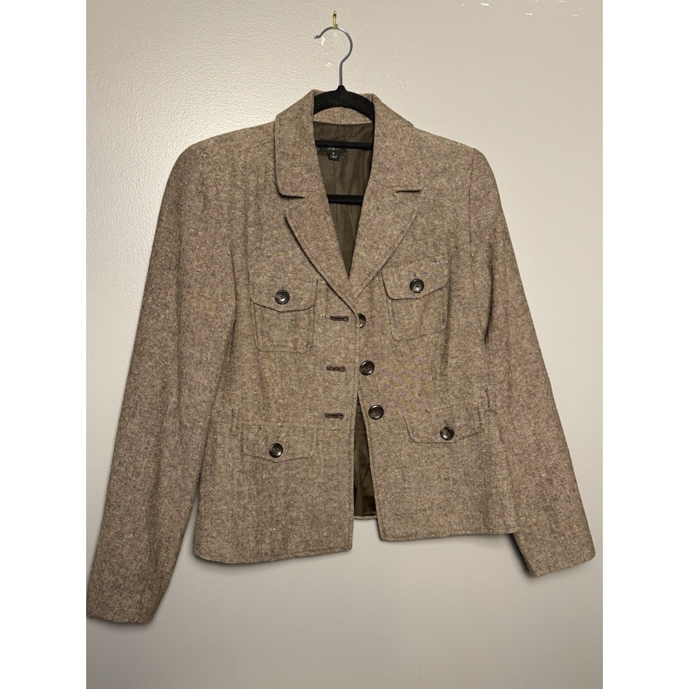 Massimo Tan Tweed Blazer‎ Women Size Small 3 Button Pockets